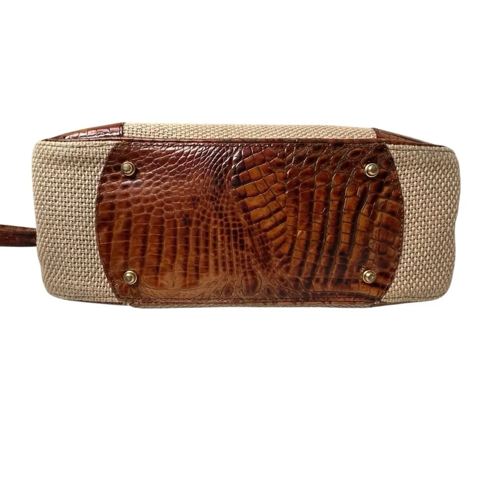 Brahmin Harbor Collection Brown and Cream Leather/Textile Shoulder/Hand Bag